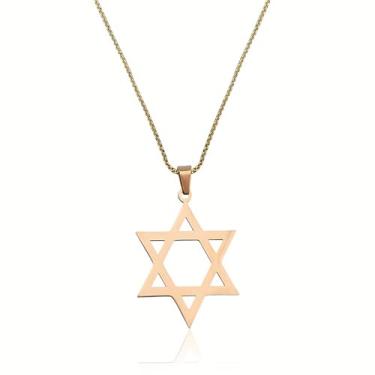 Imagem de Sudaporn Colar de estrela de Davi, pingente hexagrama, estrela, presente religioso, judaico, aço inoxidável, colar de proteção para presente judaico, Small, Aço inoxidável, Sem Pedra Preciosa