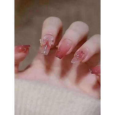 Imagem de 24 Unhas Falsas com Efeito Gradiente Amor Pêssego - Arco-Íris Fotocrom