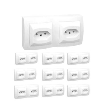 Imagem de 10 Tomada Dupla Sobrepor Pial Sistema X 2P+T 10A 250V