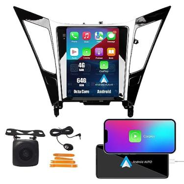 Imagem de KUNFINE Tesla Style 24.6 cm Android Radio CarPlay Android Auto Autoradio Navegação veicular estéreo multimídia Player GPS RDS DSP BT WiFi substituição para Hyundai Sonata 2010-2014, se aplicável