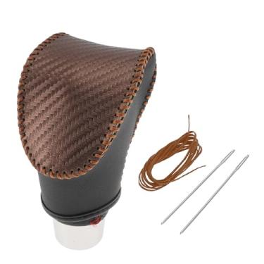 Imagem de Motoforti Capa de manípulo de mudança de marchas antiderrapante para Kia Soul 2020-2023 couro sintético marrom preto