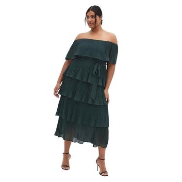 Imagem de City Chic Vestido feminino plus size - jardim noturno, Verde, azul-petr, 50