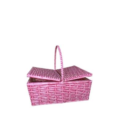 Imagem de Cesta de Piquenique Fibra Sintética M 40x25x14(Rosa Rajado)