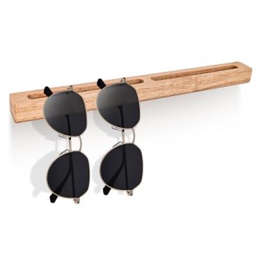 Imagem de ZELURA Organizador de óculos de sol montado na parede, suporte de exibição de óculos de madeira, suporte de armazenamento para vários óculos