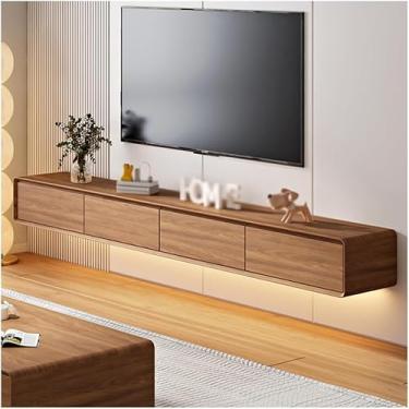Imagem de Prateleira De Tv Montada Na Parede Para Sala De Estar, Suporte De Tv Flutuante, Centro De Entretenimento Moderno, Com Gavetas E Armazenamento Armário De Tv Mesa De Mídia, Log Color, 240cm