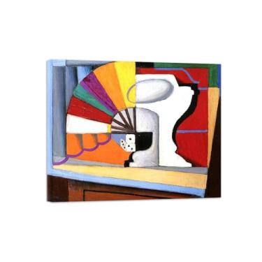 Imagem de Natureza Morta Quadro Parede em Tela-Famosas Pinturas para Sala de Jantar-Ventilador-Decoração Cozinha Vintage 20x25cm Tela Embrulhada