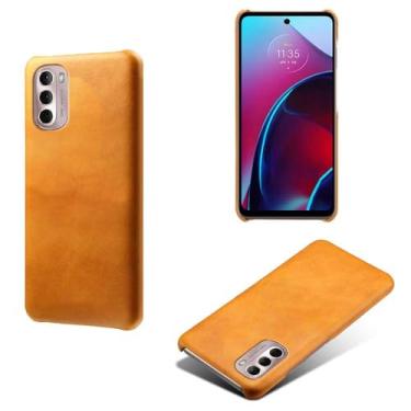 Imagem de Capa para MOTO G5 5G 2022,Proteção contra quedas,Casca de volta de cor sólida simples,Design de couro de imitação de plástico-Orange