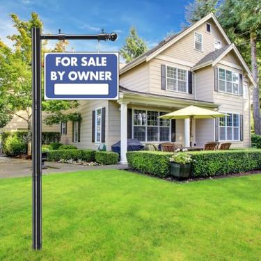 Imagem de JAOTREL Placa De Sinalização Imobiliária Liga Resistente 100" Para Pátio Comercial Com Braço 35" E Clipes À Prova Vento 200 Lb - Estaca Aço Ferrugem Corretores Imóveis, Visitação Pública, Horário (P