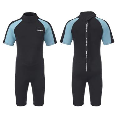 Imagem de Aunua roupa de banho infantil de neoprene de 3 mm para crianças mantém aquecido, Black Blue, 4