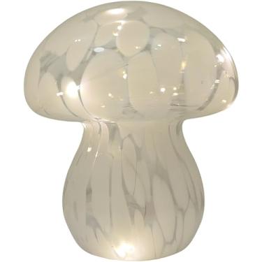 Imagem de JBGIYOSG Candeeiros de mesa de cogumelo, luzes noturnas, mesa de cabeceira de vidro, luminárias de mesa de cabeceira para quarto de estudo (lâmpada incluída) - branco