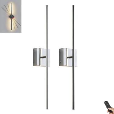 Imagem de Luminária De Parede Operada Por Bateria Com Controle Remoto Conjunto De Arandelas De Parede Reguláveis De Dois, Luzes De Parede Recarregáveis Usb Internas, Luz De Parede Sem Fio, Chrome
