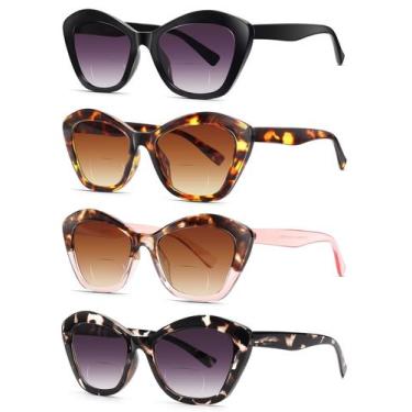 Imagem de Óculos de sol de leitura bifocal LADEESSE Cateye UV400 +2,75
