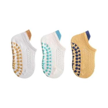 Imagem de Meias Infantis De Malha De Algodão Para Meninos E Meninas, 3 Pares, Re