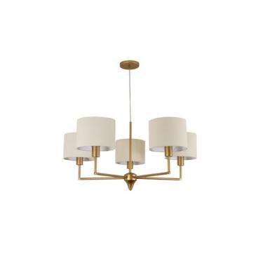 Imagem de Lustre Pendente 05 Cúpulas Redondo 80 cm Dourado 775 - IluminaMundo