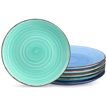 Imagem de Conjunto de Pratos Rasos de Cerâmica de Cores Frias diversas, Vancasso Bonita,