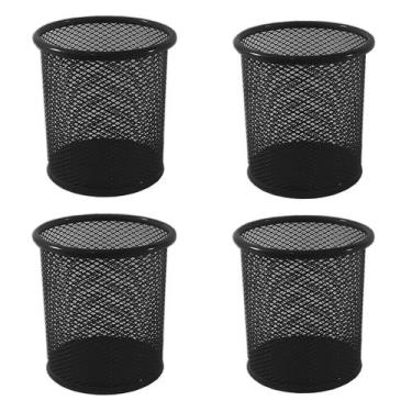 Imagem de Kit 4 Porta Lápis Organizador Escritório Mesa Caneta Treco D - preto -