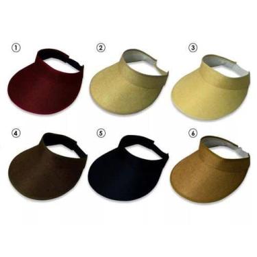 Imagem de 6 Viseira Chapeu Praia Feminino De Linho Ajustavel Elastico - OEM, Azu