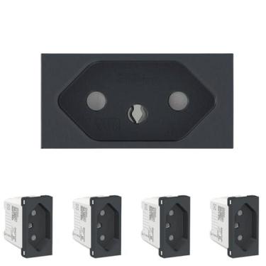 Imagem de 5 Módulo Tomada Schneider Orion 2p+t 250v 10a Grafite Preto