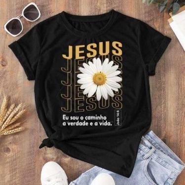 Imagem de Camiseta T-shirt Feminina Blusa Seja Forte Leão Judá yeshua - loja din