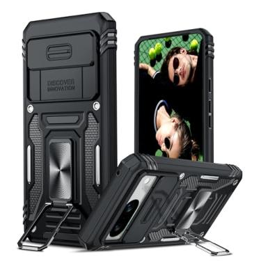 Imagem de Capa compatível com Pixel 9: capa para Google Pixel 9 Pro com capa de câmera deslizante, grau militar resistente com suporte para Pixel 9, preta