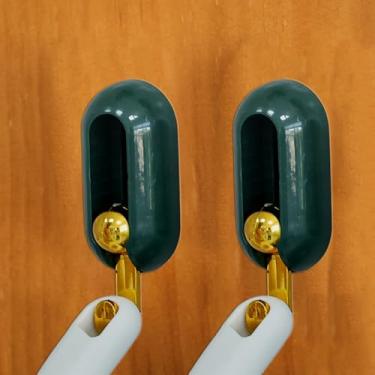 Imagem de 2 peças de ganchos de toalha para banheiro, suporte de toalha de parede minimalista moderno gancho de roupão de parede de plástico resistente para cozinha, quarto, hotel, piscina (verde, 7 x 3,6 x 2,3