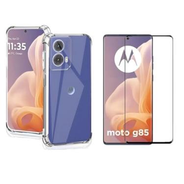 Imagem de Kit Capa Anti Impacto + Película Vidro 3D 9D Protetora P/Motorola Modelos Todos (Moto G85)