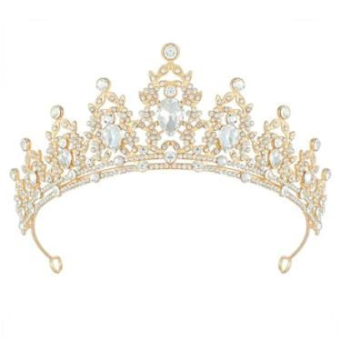 Imagem de Qiufruit Tiaras de cristal rainha tiaras de casamento e coroas coroa de princesa faixa de cabelo para festa de aniversário acessórios de cabelo para noivas mulheres meninas, One Size, Liga metálica