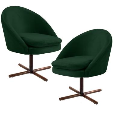 Imagem de Kit 02 Poltronas Giratória Base X Veludo Verde C-303