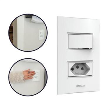 Imagem de Kit com 5 Interruptor Simples Tomada 10a 4x2 Branco Linha Beleze Enerb