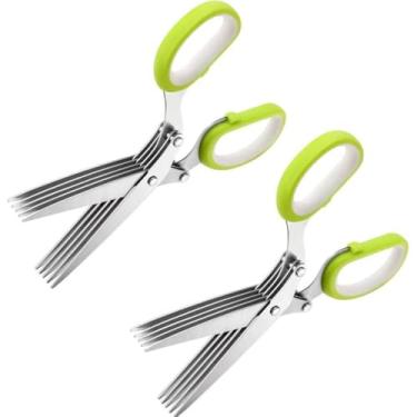 Imagem de Tesoura de Picotar Alimentos, temperos e papel com 5 lâminas(2 Unidades Verdes)