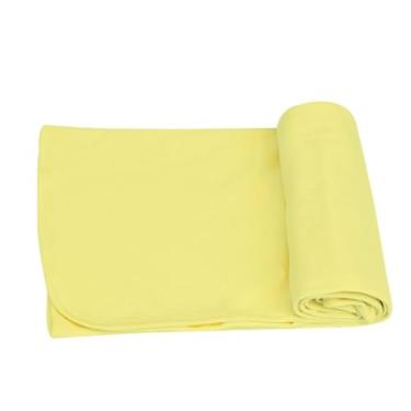Imagem de Manta Cueiro para Bebê, Malha 100% Algodão, Acabamento em Viés, 80x90cm, Rosa, Azul, Palha, Branco, Amarelo, Verde (Amarela, 1 Manta Coeiro)