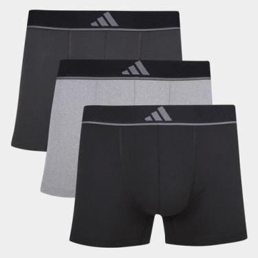 Imagem de Kit Cueca Boxer Adidas 3 Peças, Chumbo, Cinza, M
