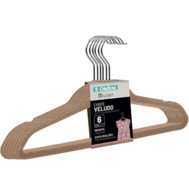 Imagem de Cabide de Veludo Infantil Bege - KIT com 6 Unidades - Ordene