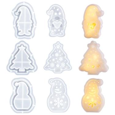 Imagem de 3 moldes de fundição de silicone, moldes de vela de doces 3D DIY com vários padrões de Natal para presentes feitos à mão, decoração de Natal, dia dos namorados