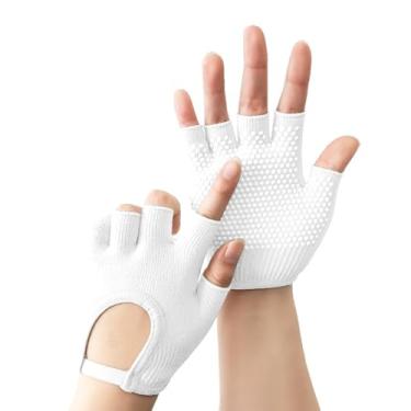 Imagem de Luvas de ioga para mulheres, luvas antiderrapantes de pilates de meio dedo para academia, exercícios, treino e musculação