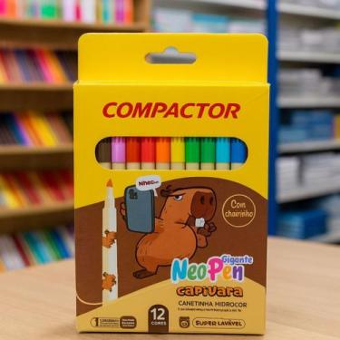 Imagem de Canetinha Hidrocor Compactor Neo Pen Capivara 12 Cores  Super Lavável 