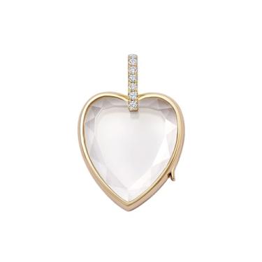 Imagem de werdecade Colar feminino de aço titânio, redondo, ouro 18 K, com foto, medalhões que seguram a imagem viva, flutuante, vidro de memória, colar com medalhão para família, amigos e amantes, 1.96 in