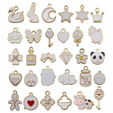 Imagem de Amuletos de Laço, flor, estrela, coração, lua, faça você mesmo, kit para fazer joias, chaveiro, pulseira, bolsa de telefone