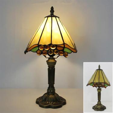 Imagem de Luminária de mesa vintage americana com LED, personalizada e criativa, para sala de estar, escritório, quarto infantil, casa de campo ou hotel, com vidro colorido (Estilo 33)