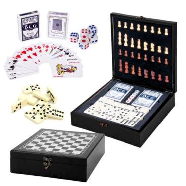 Imagem de Tabuleiro De Xadrez Jogo de Mesa Luxo Dominó Baralho Madeira - Unyhome
