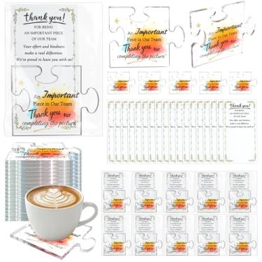 Imagem de Ebrima 20 conjuntos de presentes de agradecimento de funcionários - porta-copos motivacional de acrílico para quebra-cabeça, com cartões de agradecimento e sacos OPP, presentes de agradecimento de