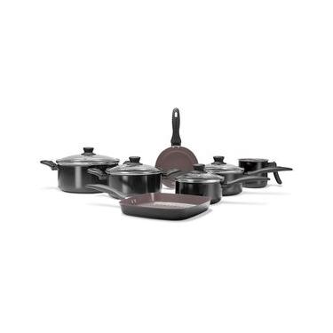 Imagem de Jogo de Panelas Brinox Antiaderente Ceramic Life 7 Peças Easy Preto Preto