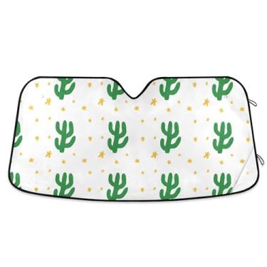 Imagem de SEHANY Pára-brisa de carro cacto planta verde para-sol dobrável janela frontal protetor de viseira solar para carro, SUV, caminhão - Mantenha o veículo fresco, 137 x 81,5 polegadas