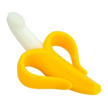 Imagem de Mordedor Massageador De Gengiva Banana Escova Com Cerdas Curtas Para Bebe