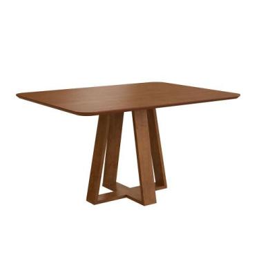 Imagem de Mesa de Jantar Retangular com Tampo Laminado Madeira Frame Nogueira 12