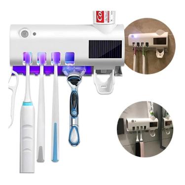 Imagem de Suporte Porta Escova Dentes Dipenser Pasta Esterelizador Uv
