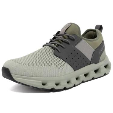 Imagem de Nautica Tênis de corrida masculino esportivo moderno com cadarço macio para academia tênis masculino – acolchoado, respirável, leve e confortável, Cinza musgo Zer, 13
