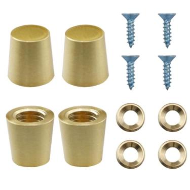 Imagem de CHENJIN 4 peças base de artesanato de latão de 15 mm com parafusos e arruelas, caixa de joias/bandeja de exibição de nogueira almofada de elevação para móveis