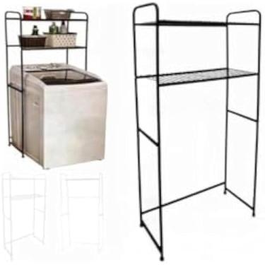 Imagem de Prateleira de armazenamento para banheiro, com dois niveis, preta, pratica, leve e util, compacta, moderna, util, fosca