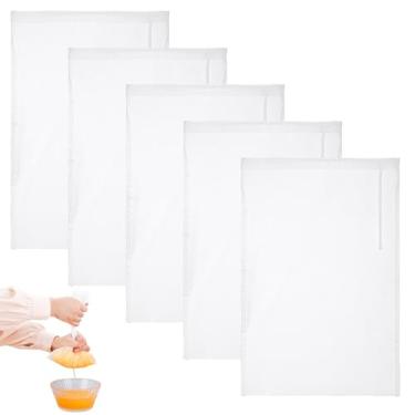 Imagem de AIZOE Saco de suco, pacote com 5, 24 x 36 cm, coador de leite de nozes de nylon reutilizável de malha fina com cordão para coar leite de amêndoa/aveia/soja, queijo, chá, suco, iogurte, café frio